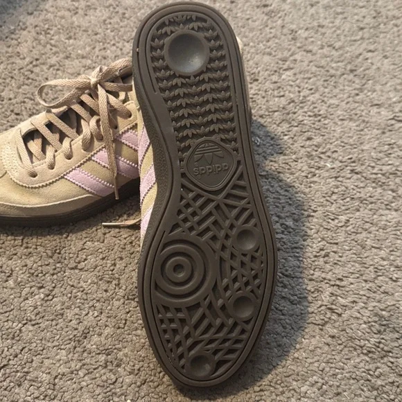 Adidas Tan and Light Pink/Purple suede Sneakers! - Picture 2 of 5